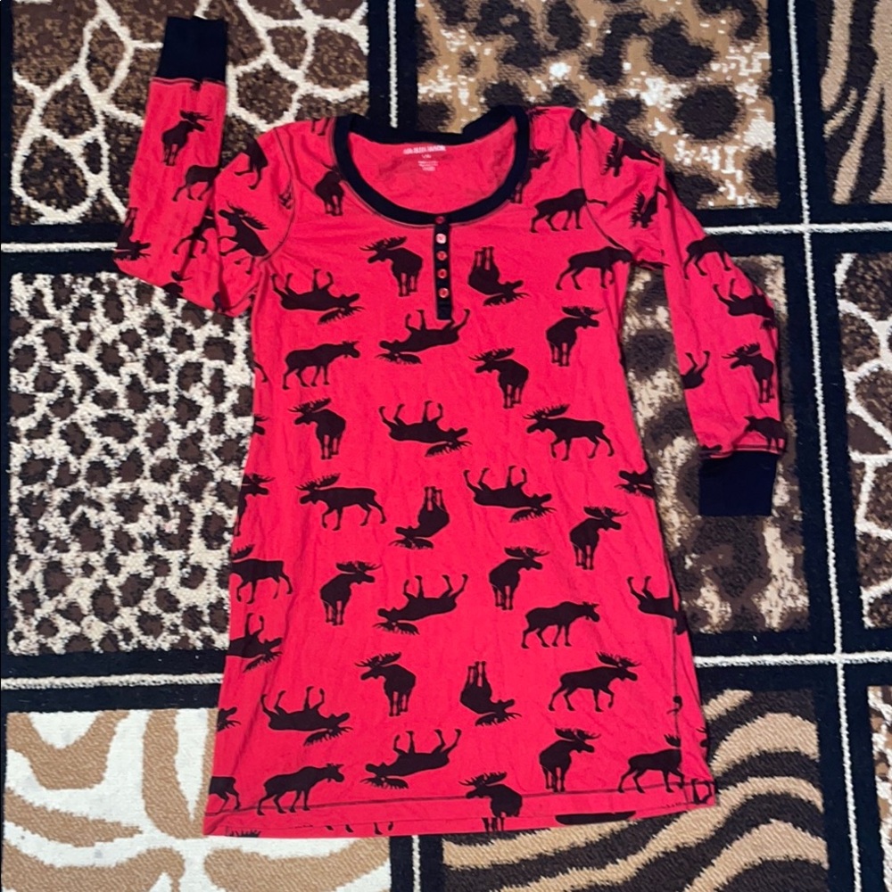 Red Moose Print Nightgown